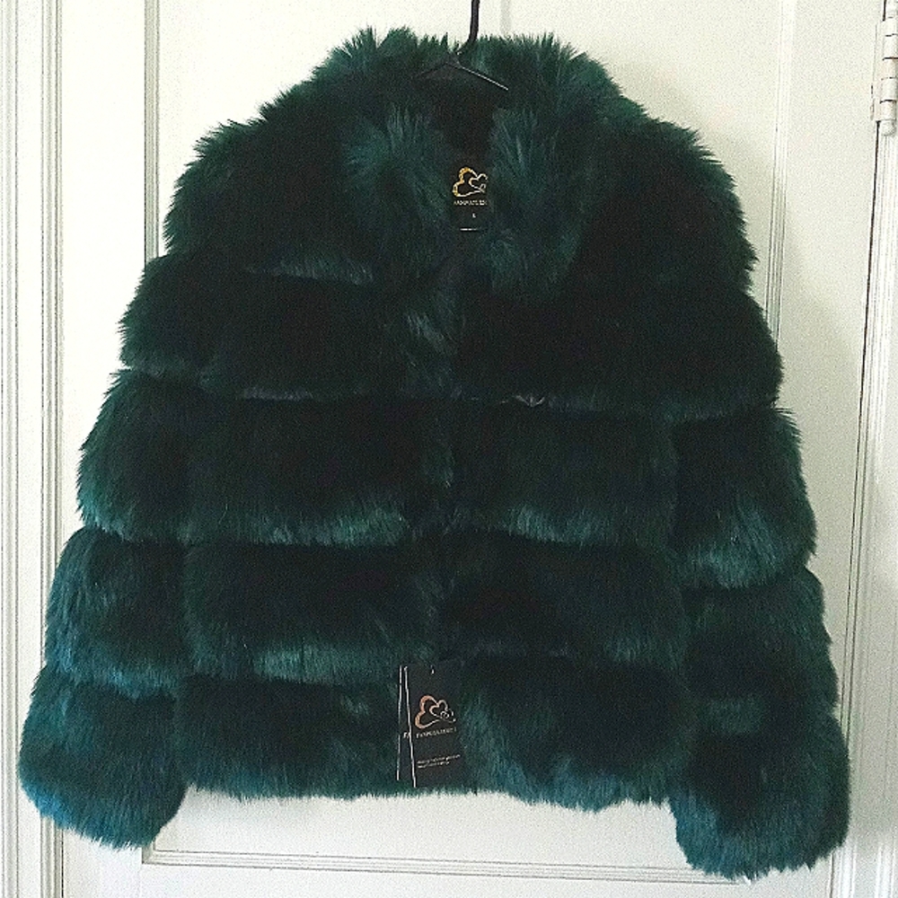New Fanpuguizhen Vogues fake dark green Fur small coat jacket